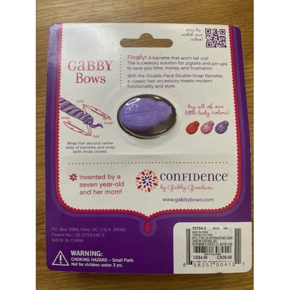 Confidence Gabby Bows Kids OS Purple NEW 2pk Double Snap Ladybug Barrettes